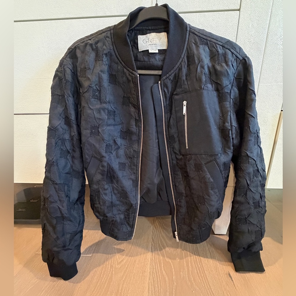 Textured Black Bomber Jacket